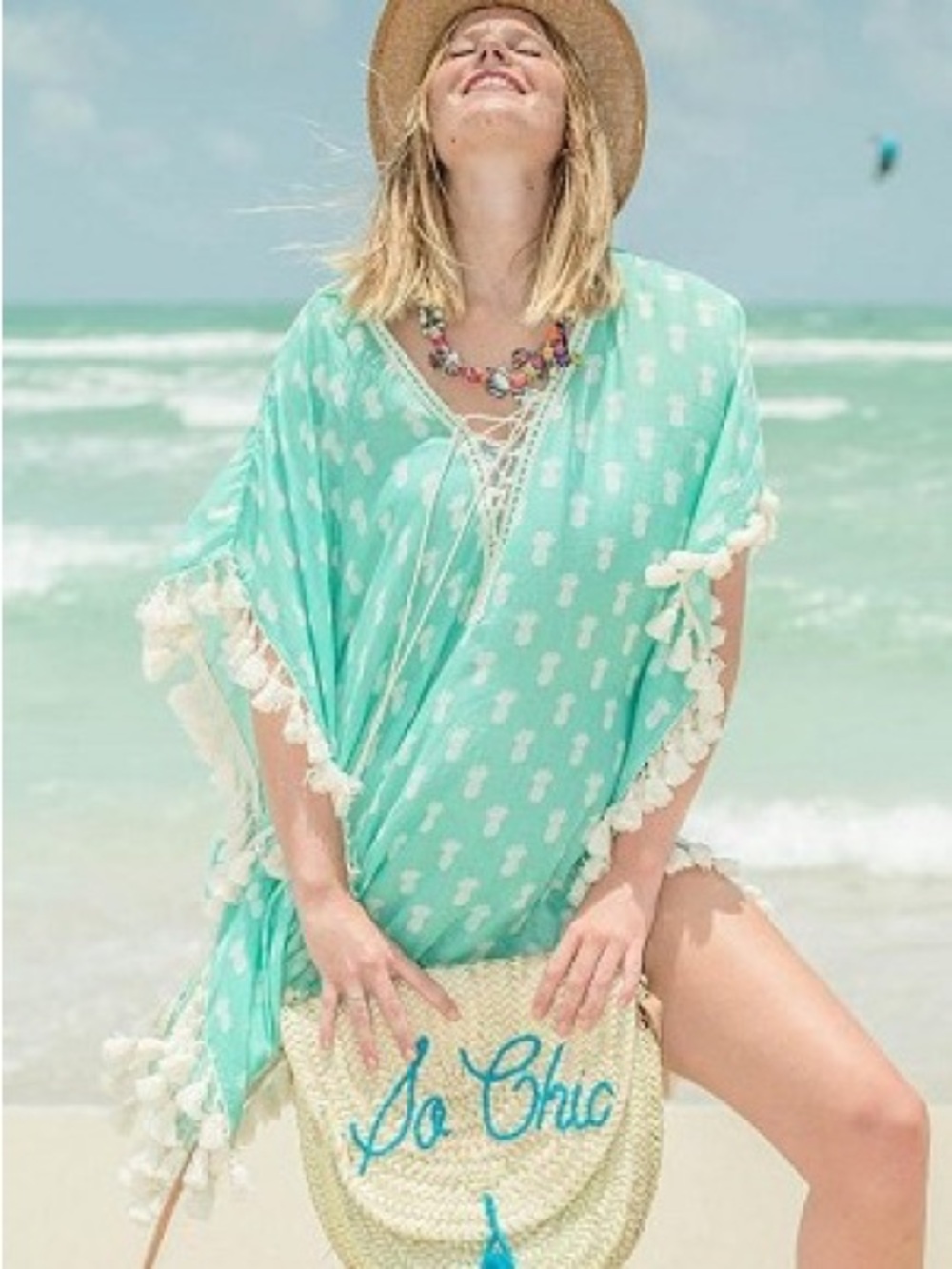 Z&L Europe Blush Orange Pineapple Tassel Coverup